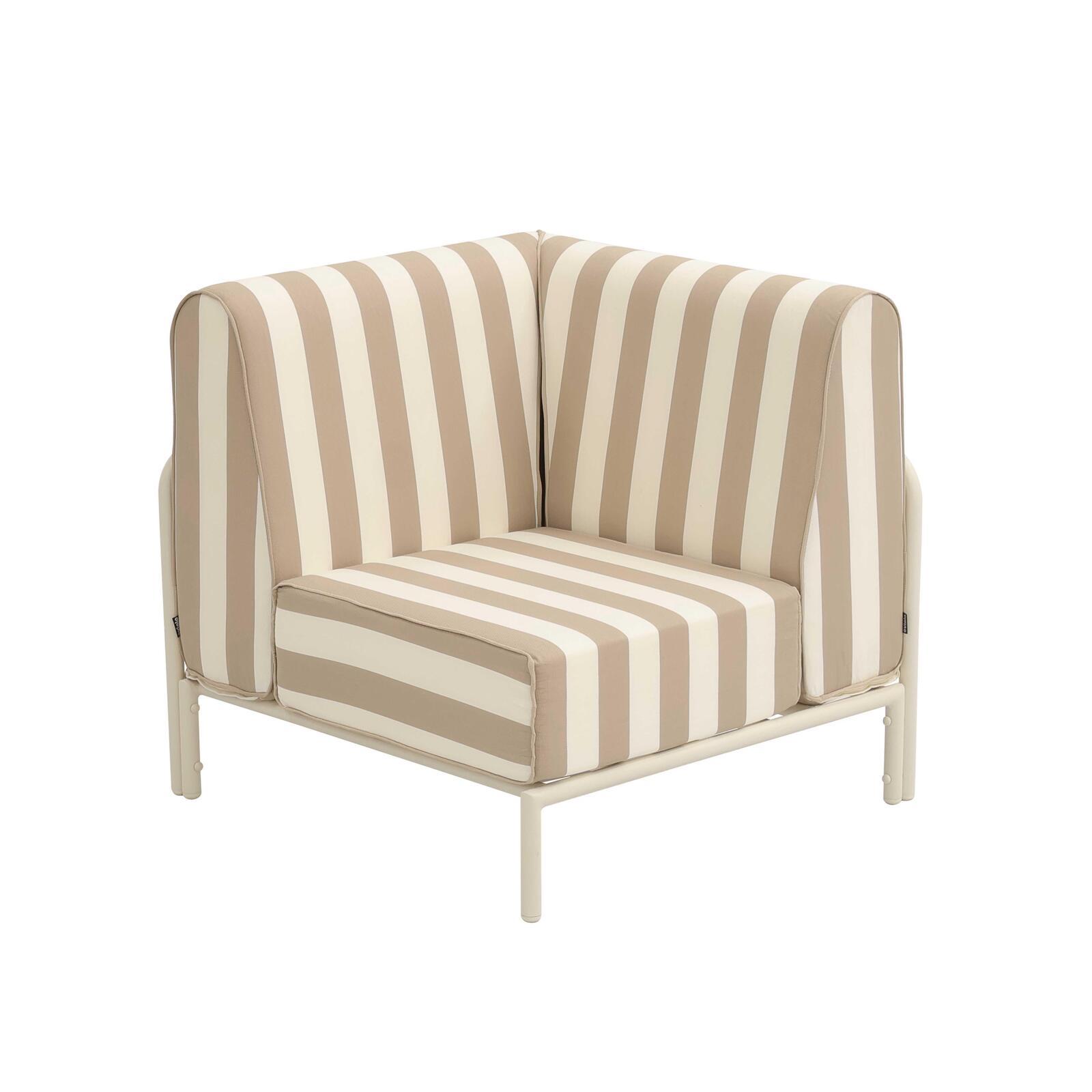 Poltrona angolare a righe per divano modulare da esterno