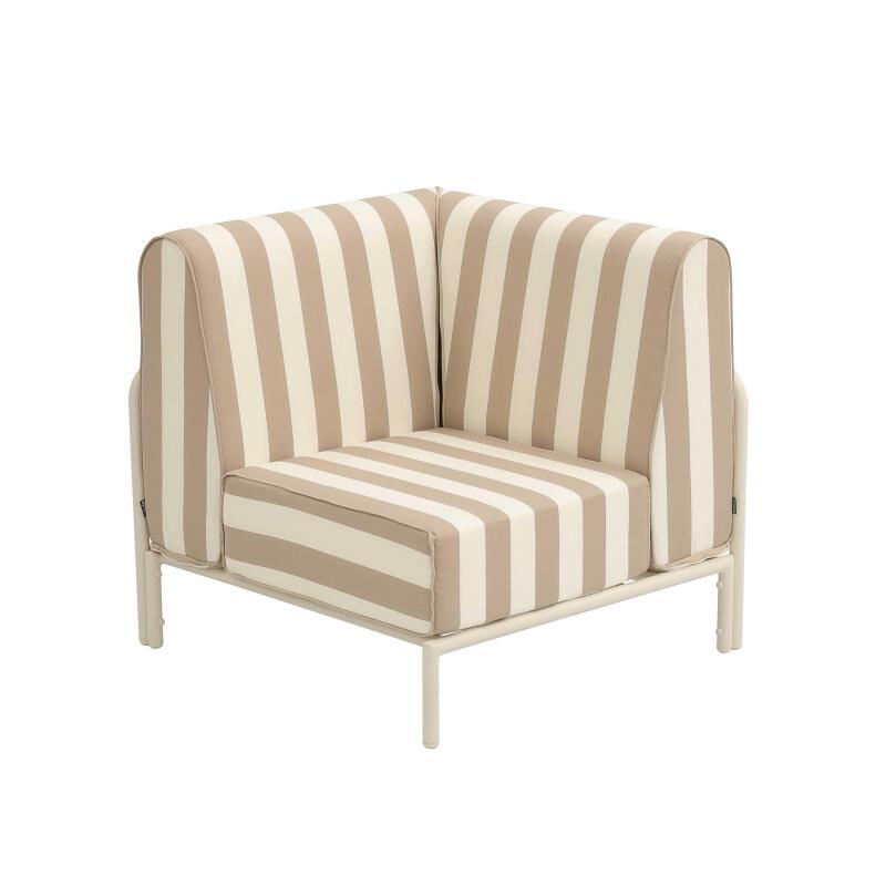 Poltrona angolare a righe per divano modulare da esterno