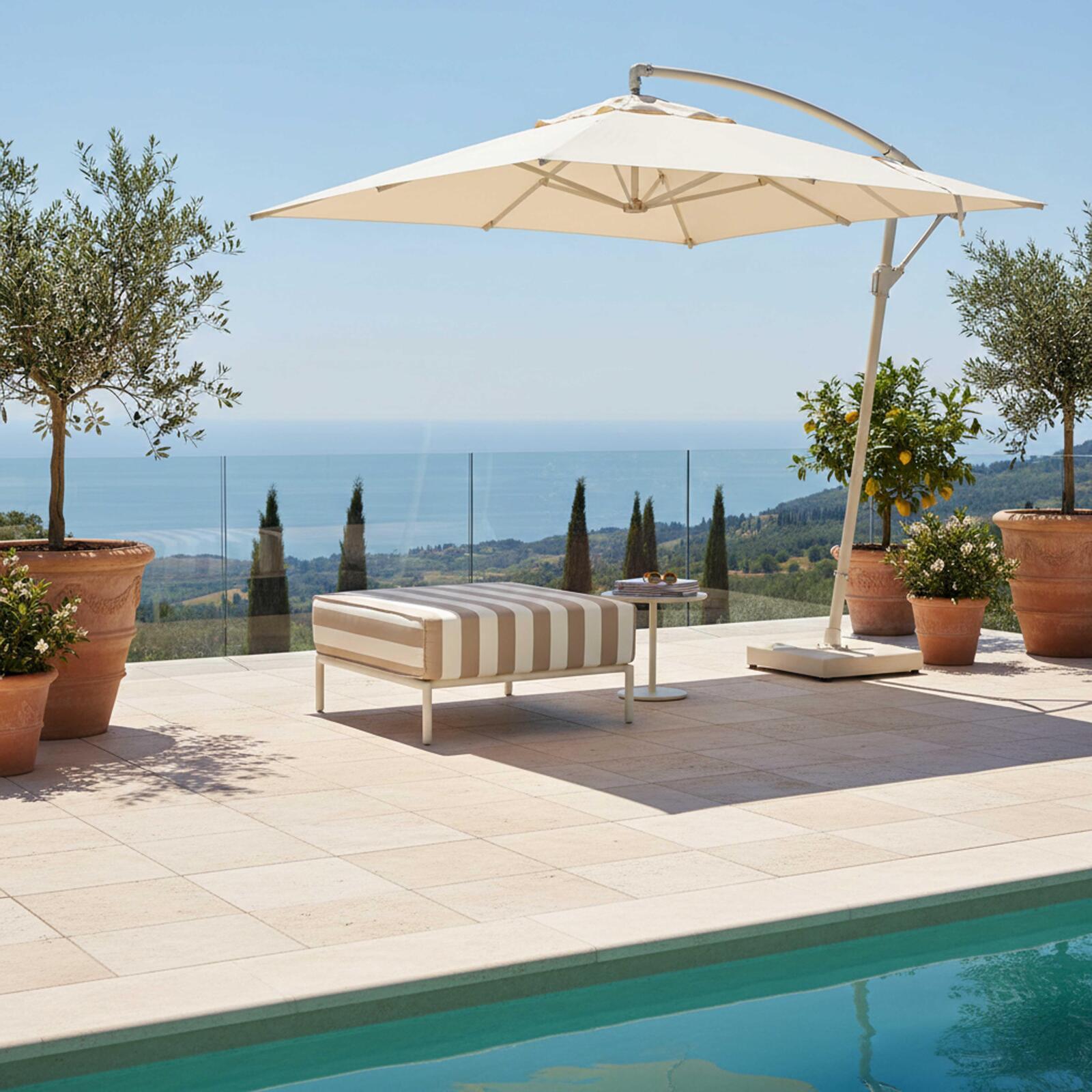 Pouf a righe per divano modulare da esterno