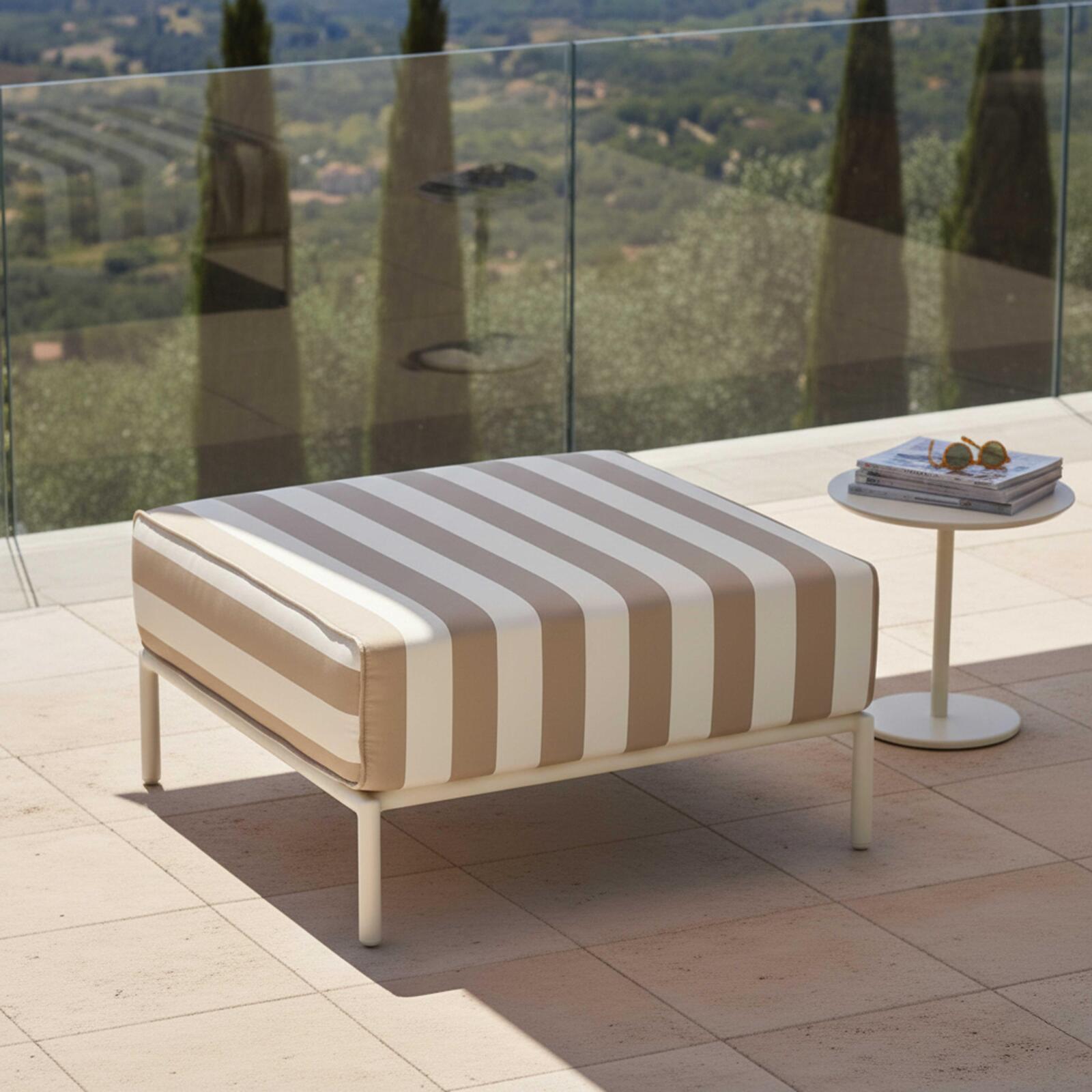 Pouf a righe per divano modulare da esterno