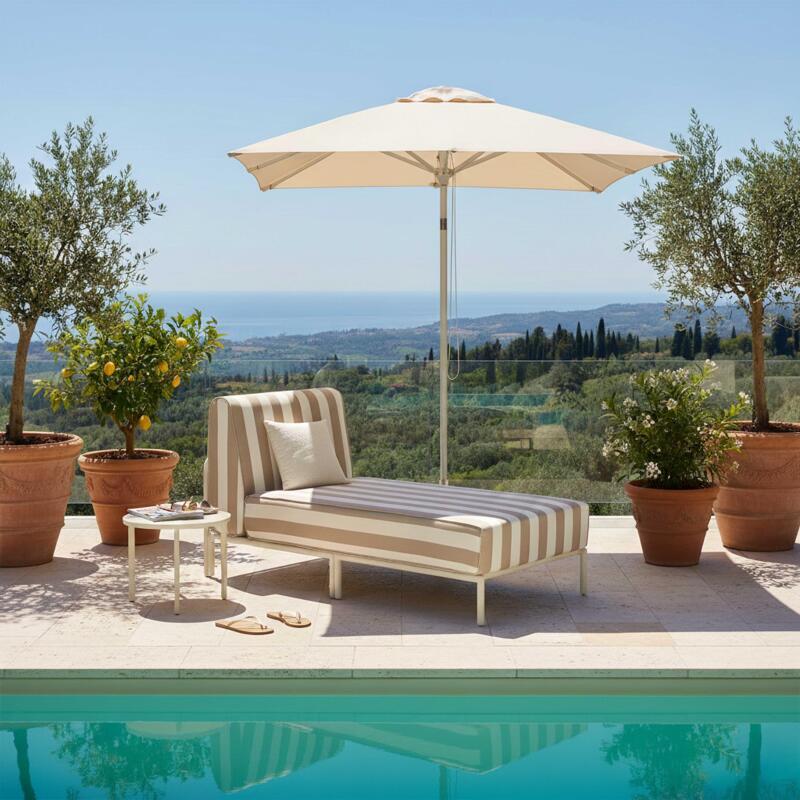 Chaise longue a righe per divano modulare da esterno