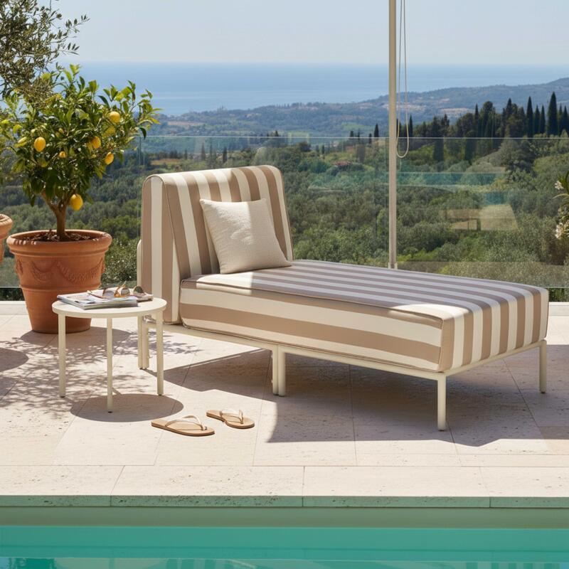 Chaise longue a righe per divano modulare da esterno