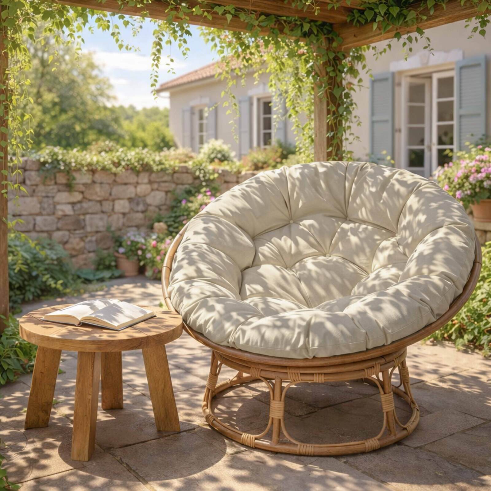Poltrona papasan da giardino in rattan sintetico