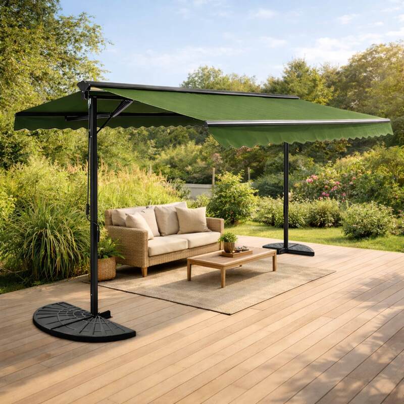 Tenda da sole doppia inclinazione (3 x 4 m) + 4 lastre di zavorra