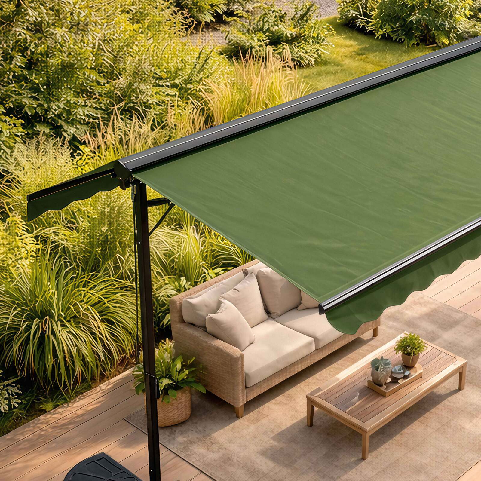 Tenda da sole doppia inclinazione (3 x 4 m) + 4 lastre di zavorra