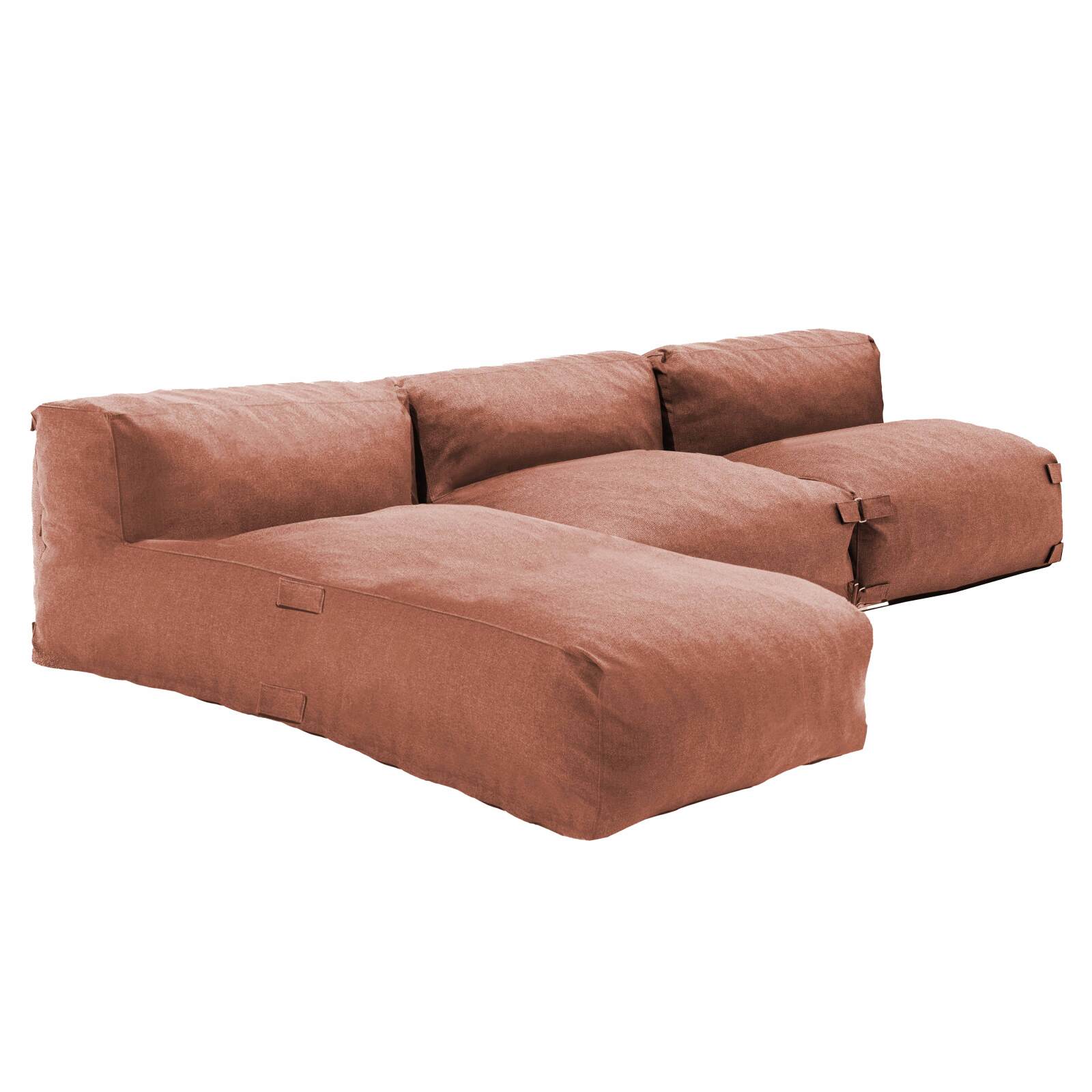 Divano modulare da esterno 3 posti con 2 poltrone e 1 chaise longue