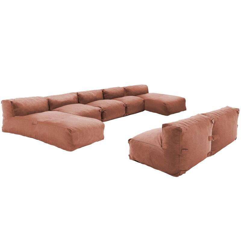 Divano modulare da esterno 7 posti con 5 poltrone e 2 chaise longue