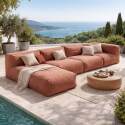 Divano modulare da esterno 4 posti con 2 poltrone, 1 poltrona angolare e 1 chaise longue - Lifestyle