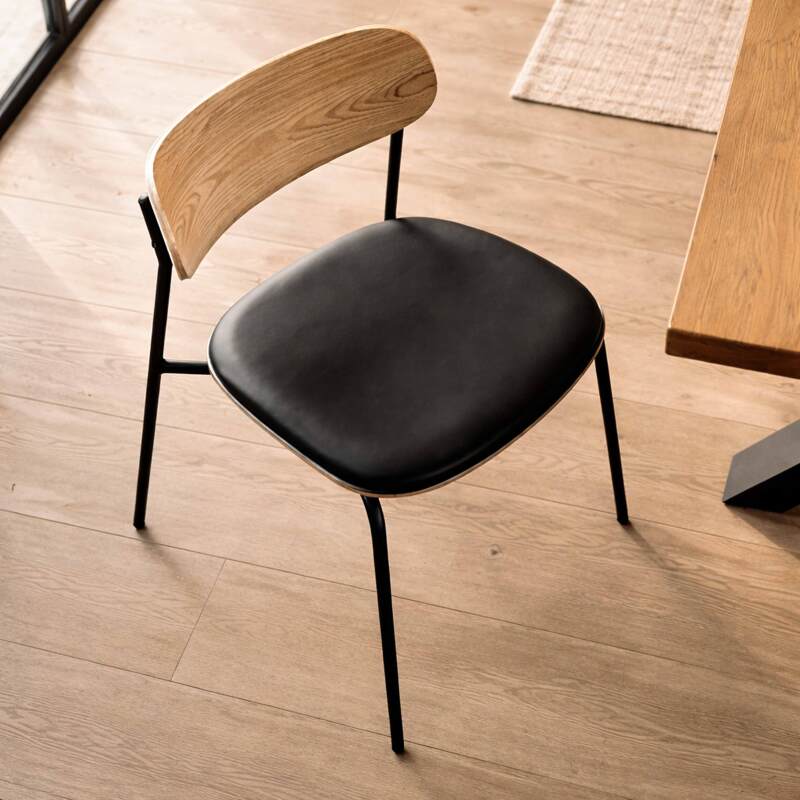 Sedie similpelle in legno e metallo - Set di 2 (2/7)