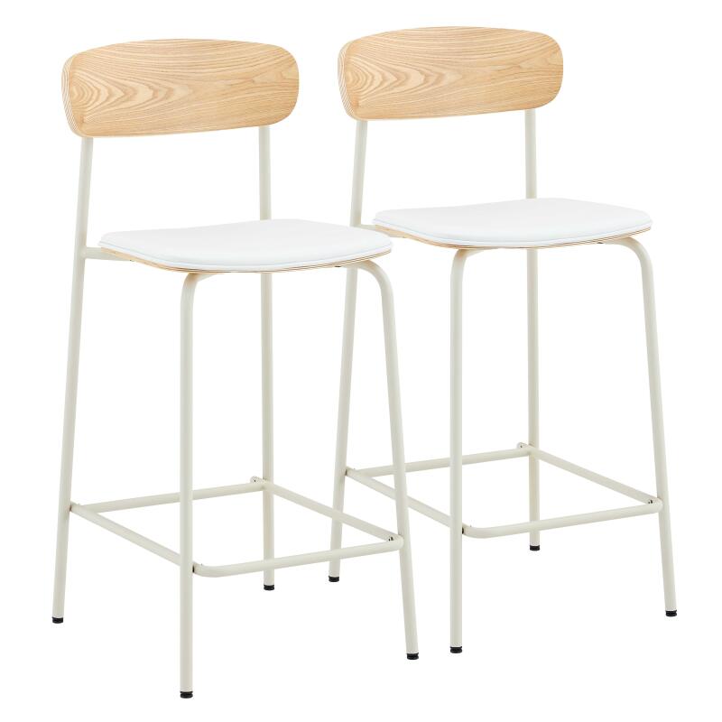 Sedie alte similpelle in legno e metallo - Set di 2