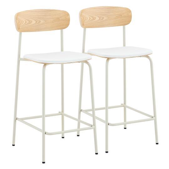Sedie alte similpelle in legno e metallo - Set di 2 | Oviala