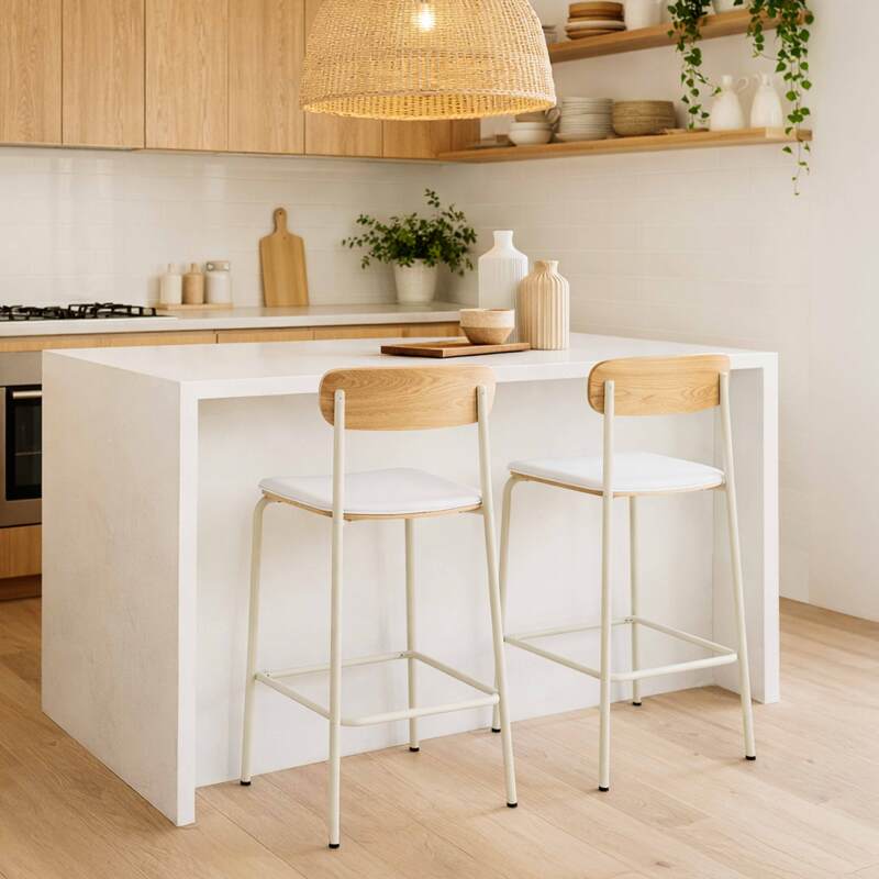 Sedie alte similpelle in legno e metallo - Set di 2 - Lifestyle