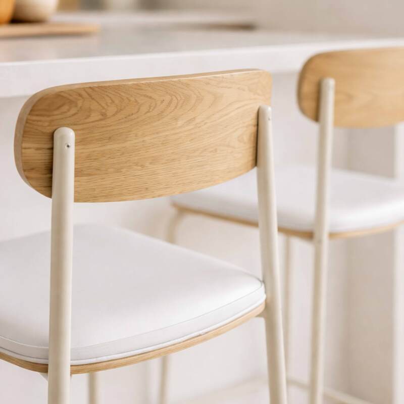 Sedie alte similpelle in legno e metallo - Set di 2 (3/8)