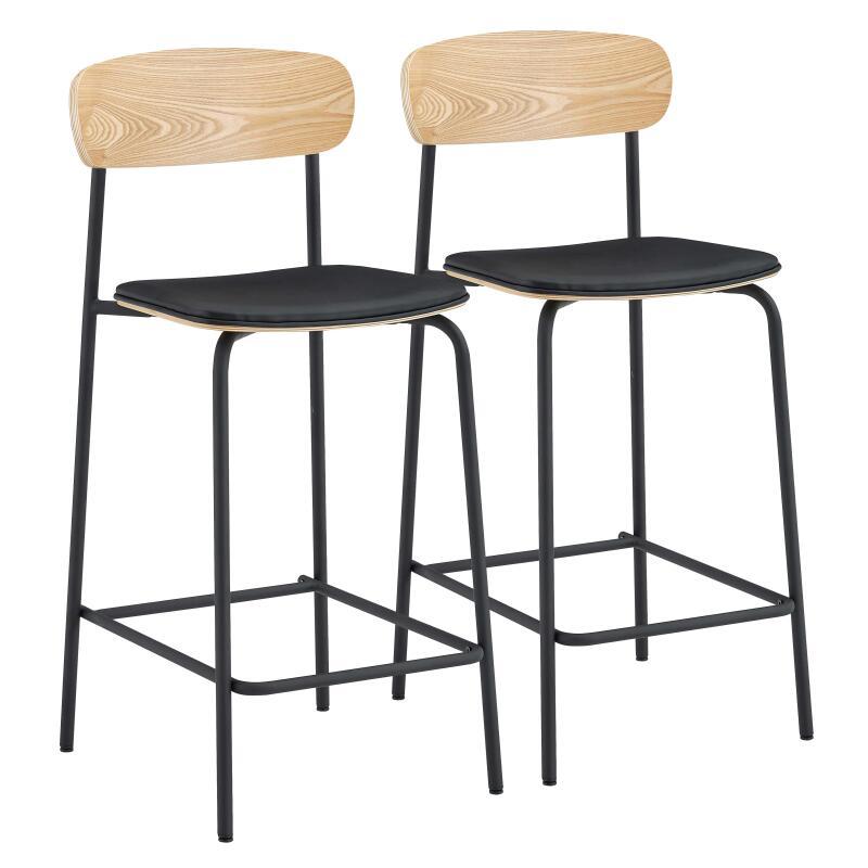 Sedie alte similpelle in legno e metallo - Set di 2 (7/8)