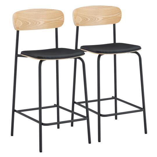 Sedie alte similpelle in legno e metallo - Set di 2 | Oviala