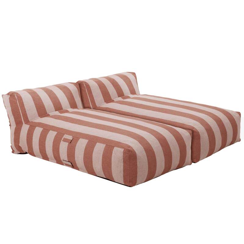 Divano modulare da esterno con 2 posti con 2 chaise longue a righe