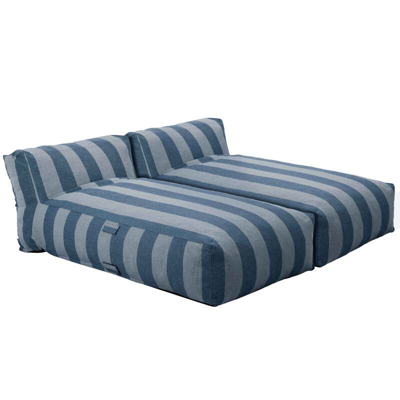 Divano modulare da esterno con 2 posti con 2 chaise longue a righe
