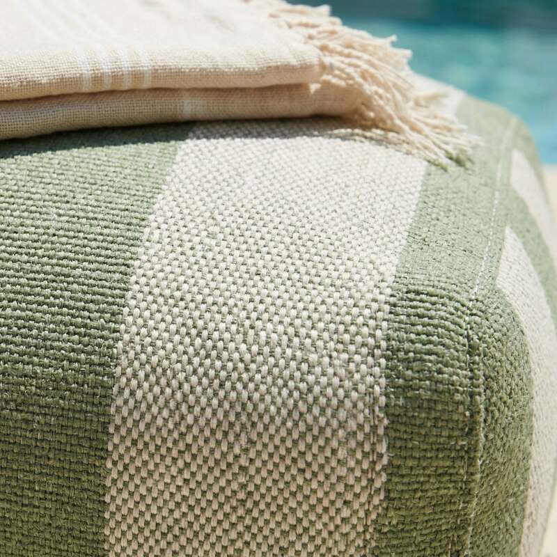 Divano modulare da esterno con 2 posti con 2 chaise longue a righe (3/6)