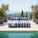 Divano modulare da esterno con 2 posti con 2 chaise longue a righe