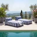 Divano modulare da esterno con 2 posti con 2 chaise longue a righe