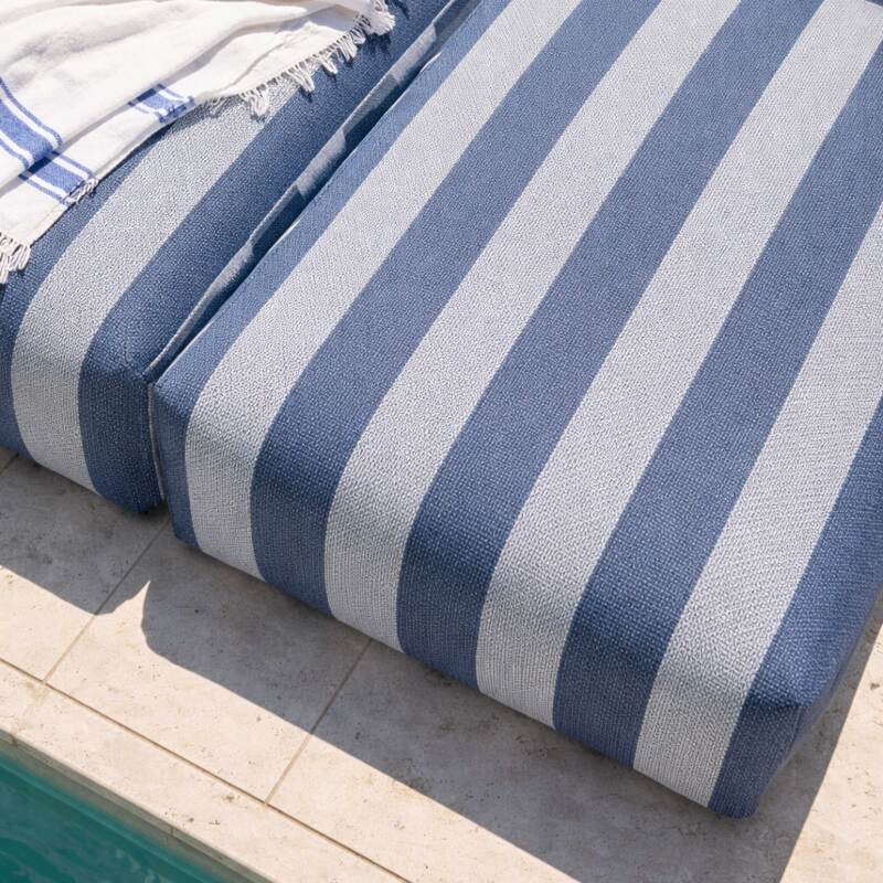 Divano modulare da esterno con 2 posti con 2 chaise longue a righe (3/6)