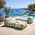 Divano modulare da esterno con 2 posti con 2 chaise longue a righe
