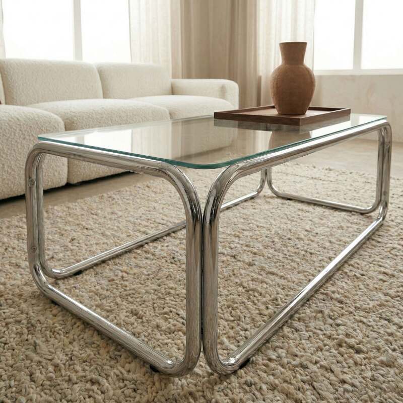 Tavolino da salotto in vetro temperato rettangolare 110x50 cm (3/8)