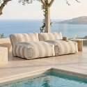 Divano modulare da esterno 2 posti con 2 poltrone a righe - Lifestyle