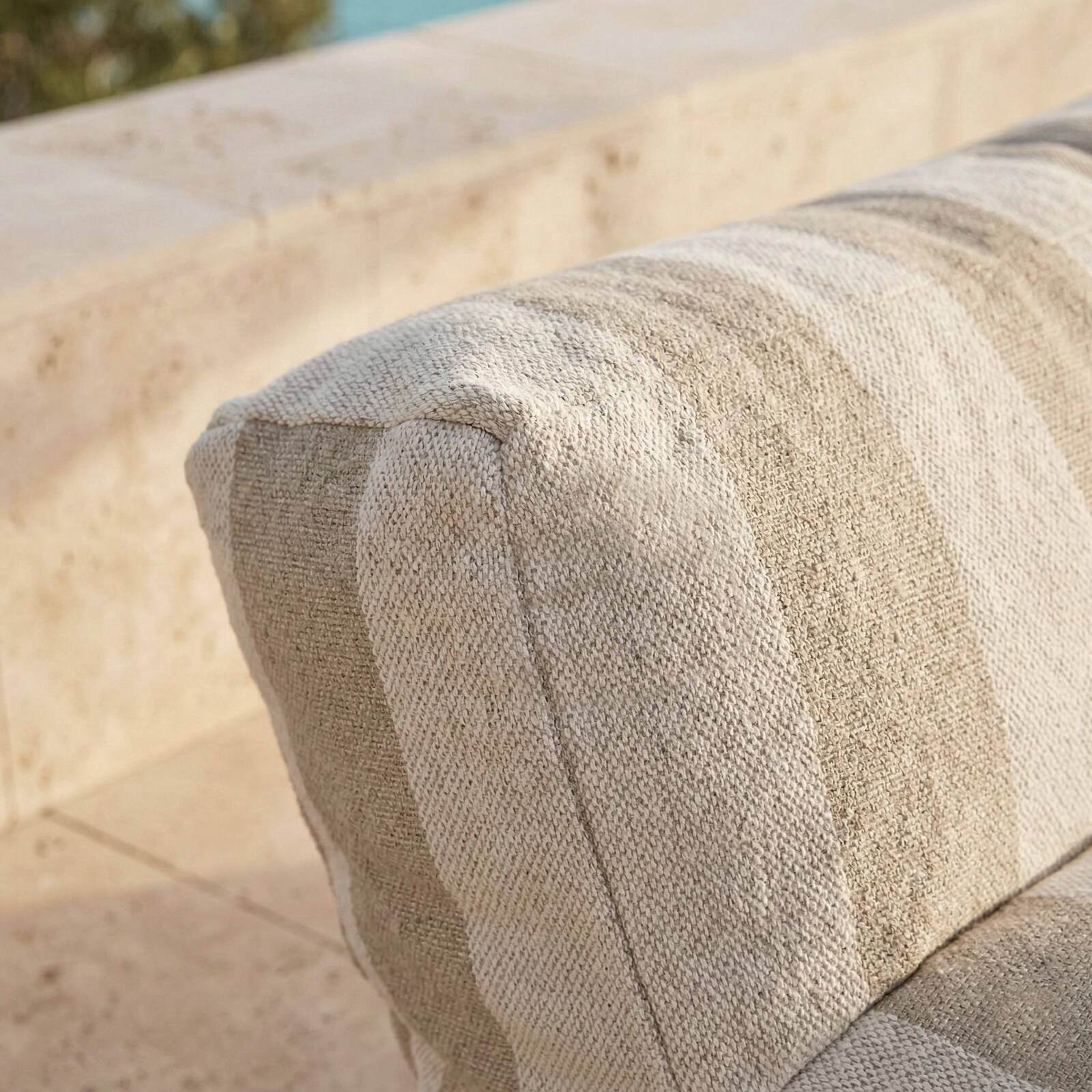 Divano modulare da esterno 2 posti con 2 poltrone a righe