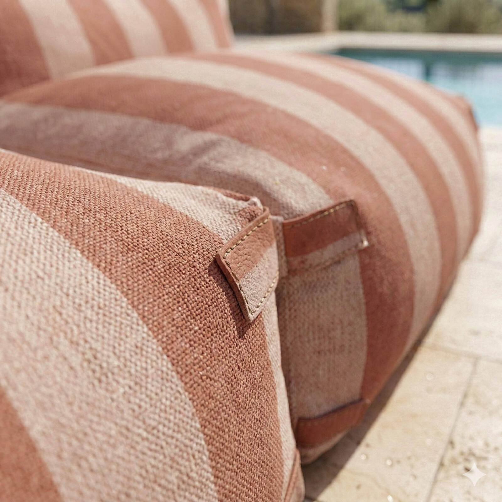 Divano modulare da esterno 2 posti con 2 poltrone a righe