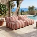 Divano modulare da esterno 2 posti con 2 poltrone a righe - Lifestyle