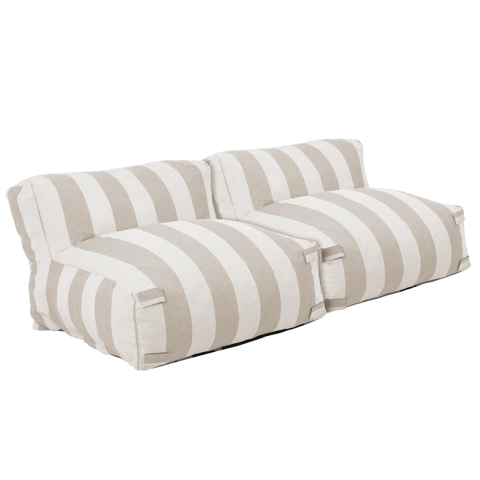 Divano modulare da esterno 2 posti con 2 poltrone a righe