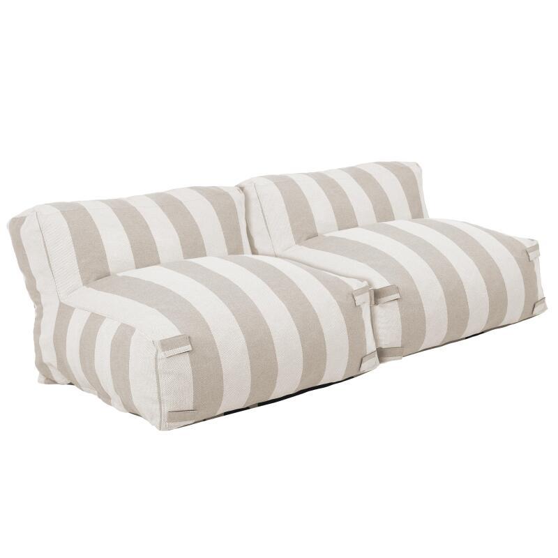 Divano modulare da esterno 2 posti con 2 poltrone a righe