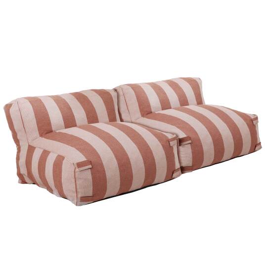 Divano modulare da esterno 2 posti con 2 poltrone a righe | Oviala