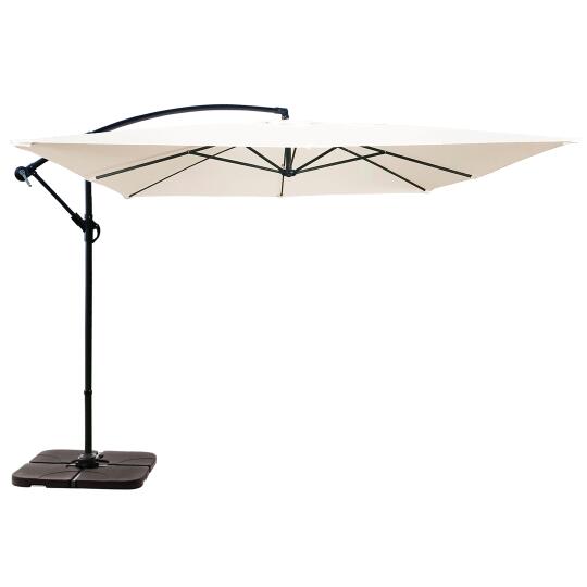 Ombrellone a braccio 3x3 m quadrato  e 4 lastre di zavorra riempibili | Oviala