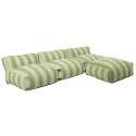 Divano modulare da esterno a righe 4 posti con 3 poltrone e 1 pouf