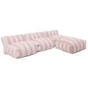Divano modulare da esterno a righe 4 posti con 3 poltrone e 1 pouf