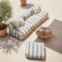 Divano modulare da esterno a righe 4 posti con 3 poltrone e 1 pouf