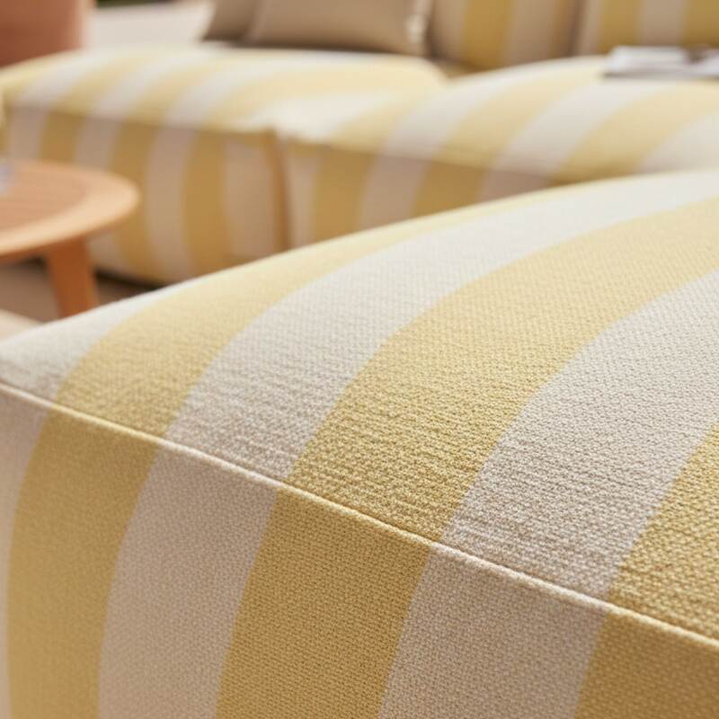 Divano modulare da esterno a righe 4 posti con 3 poltrone e 1 pouf (3/6)