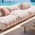 Divano modulare da esterno a righe 4 posti con 3 poltrone e 1 pouf