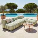 Divano modulare da esterno a righe 4 posti con 3 poltrone e 1 pouf