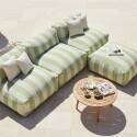 Divano modulare da esterno a righe 4 posti con 3 poltrone e 1 pouf