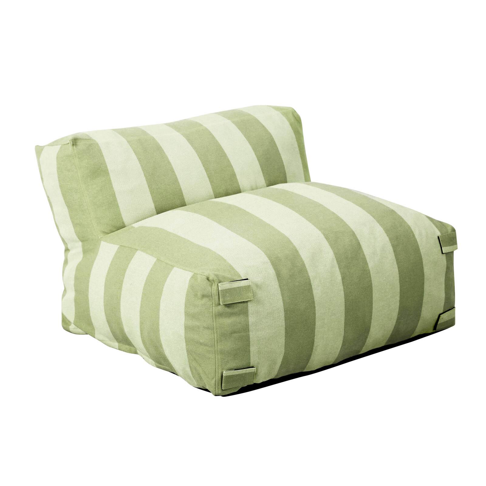 Divano modulare da esterno a righe 4 posti con 3 poltrone e 1 pouf