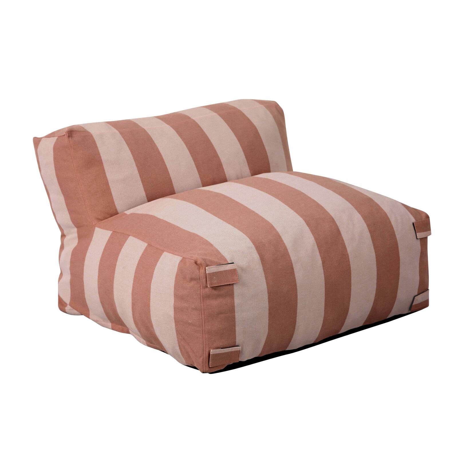 Divano modulare da esterno a righe 4 posti con 3 poltrone e 1 pouf