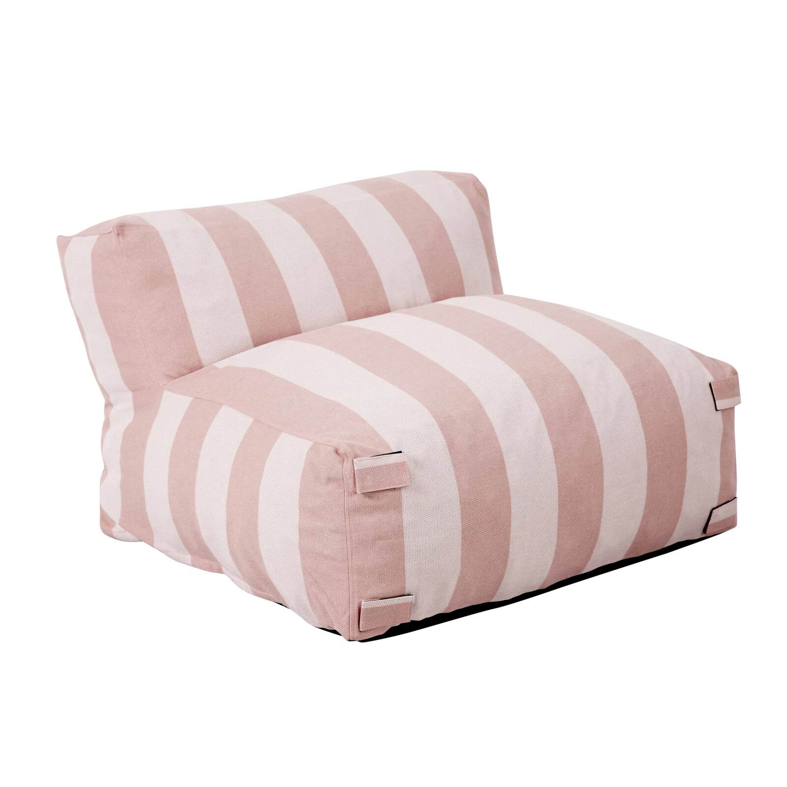 Divano modulare da esterno a righe 4 posti con 3 poltrone e 1 pouf