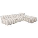 Divano modulare da esterno a righe 4 posti con 3 poltrone e 1 pouf