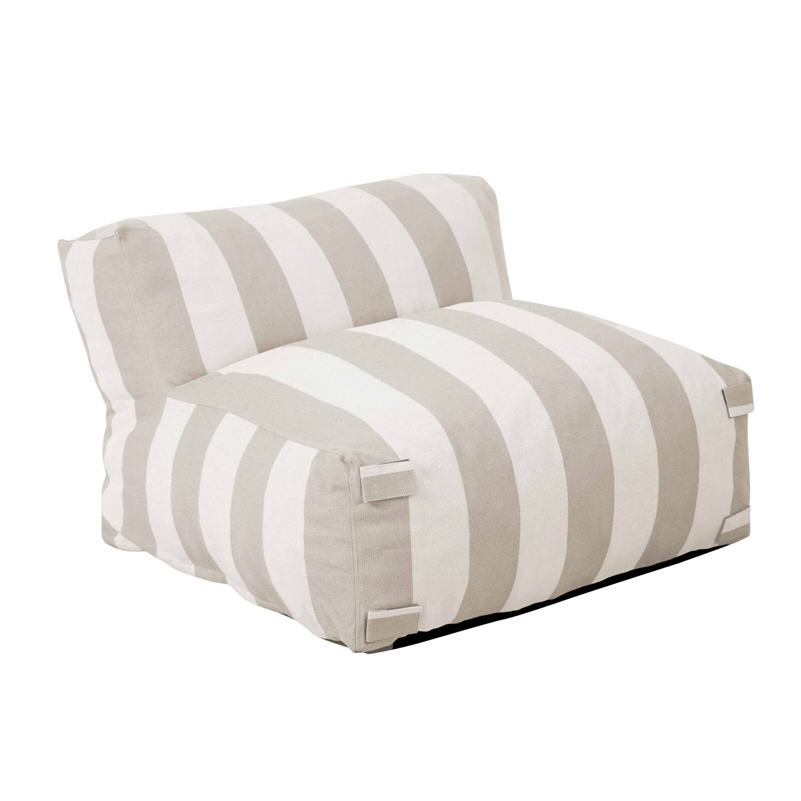 Divano modulare da esterno a righe 4 posti con 3 poltrone e 1 pouf