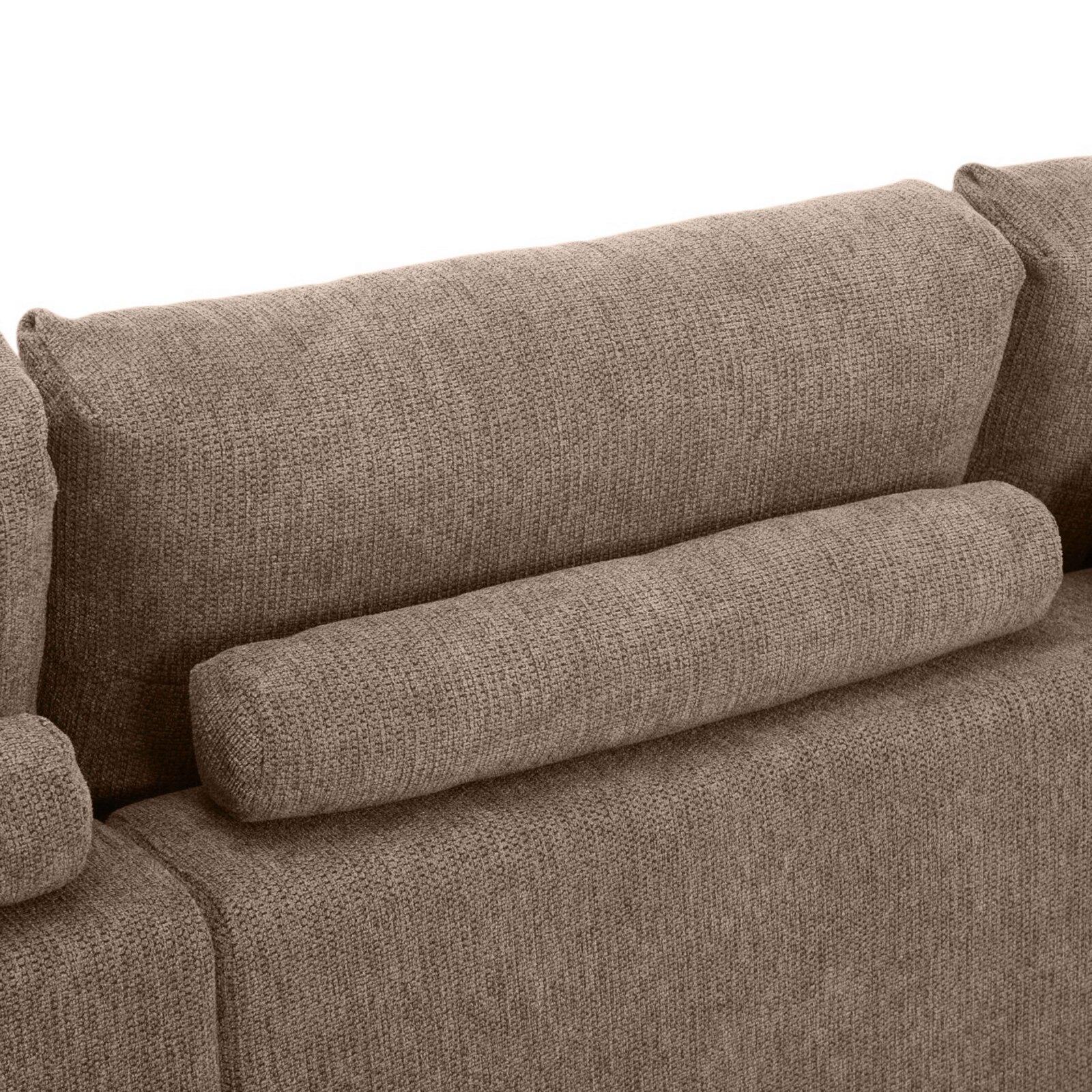 Divano angolare 3 posti in tessuto con chaise longue sinistra e cuscini