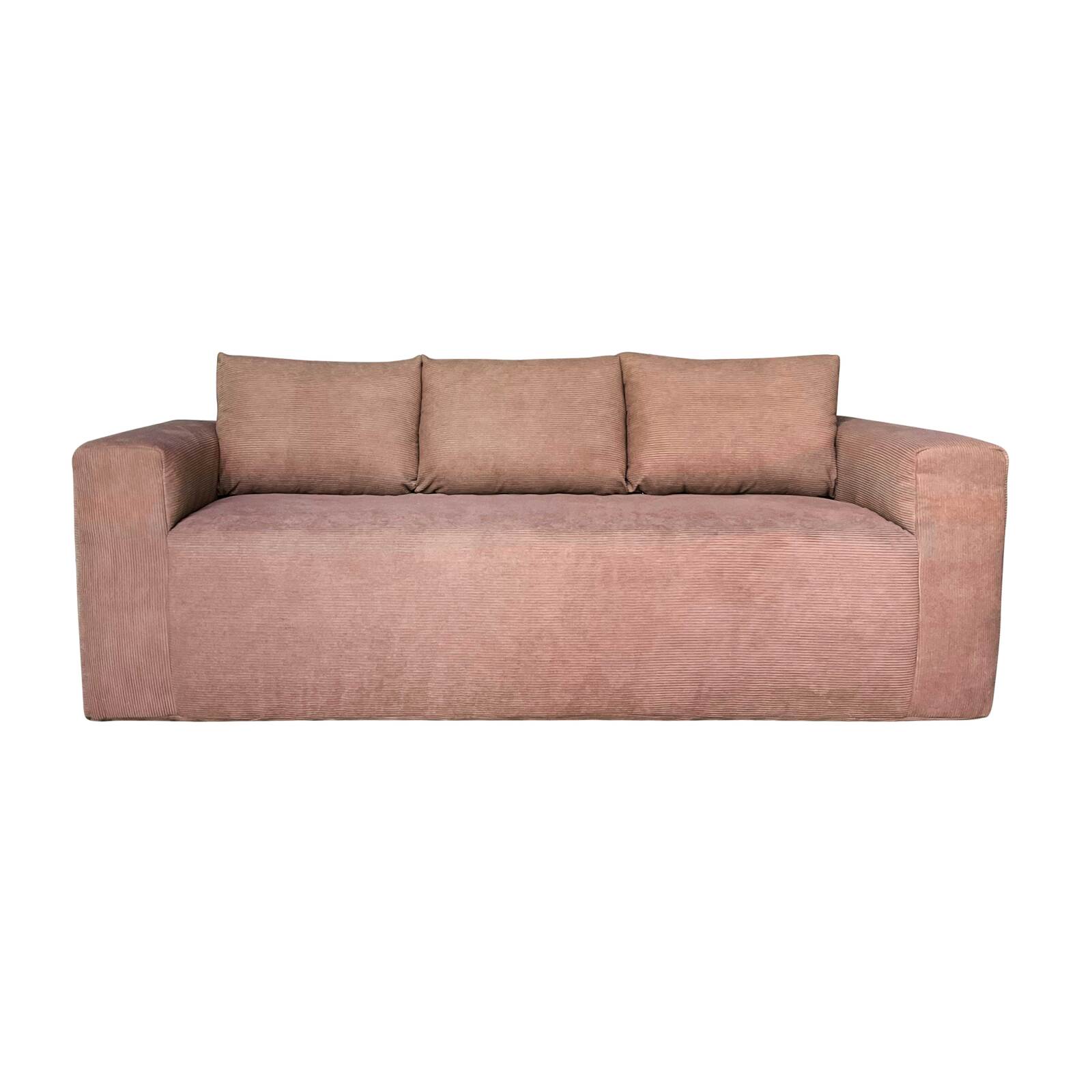 Divano 3 posti in tessuto a coste con cuscini