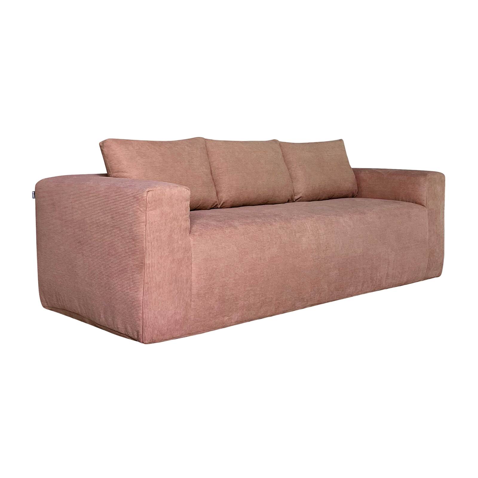 Divano 3 posti in tessuto a coste con cuscini